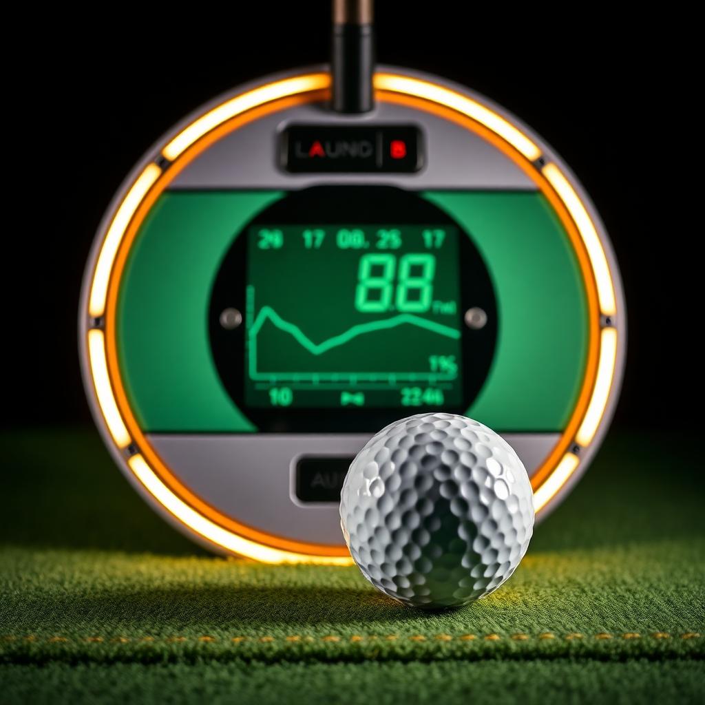 Launch monitor and golf ball on premium hitting mat
